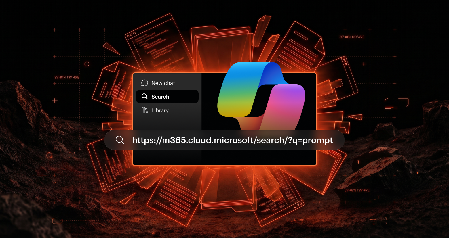 Illustration von Varonis Threat Labs zu SearchLeak in Microsoft 365 Copilot. Bildquelle: Varonis Blog.