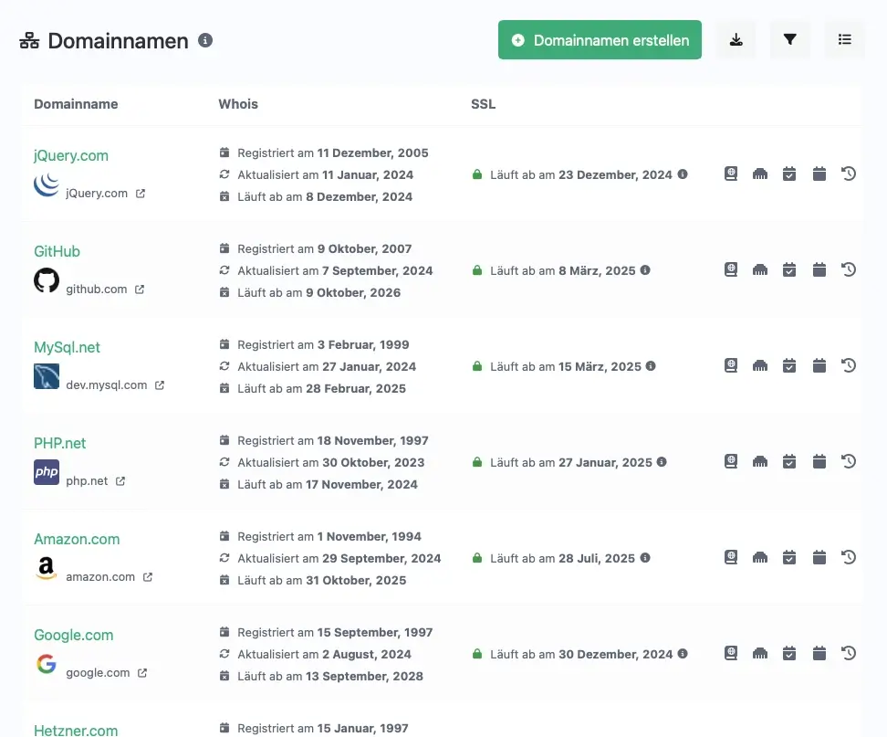 Domain- und Zertifikatsverwaltung in einer modernen Oberfläche